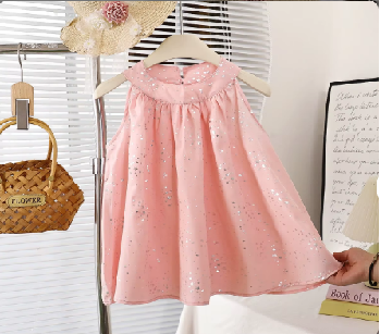 Rochiță fete – roz cu aplicații sclipici