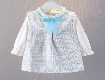 Rochiță elegantă alba cu fundiță albastră