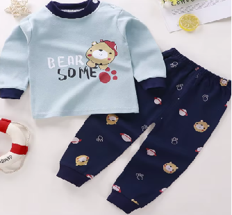 Set copii – bluziță bleu „Bear Some” și pantaloni lungi imprimeu ursuleți