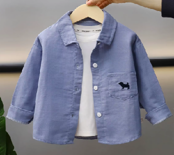 Cămașă copii din bumbac – galben muștar / albastru