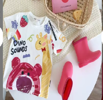 Tricou copii – imprimeu colorat urs și girafă